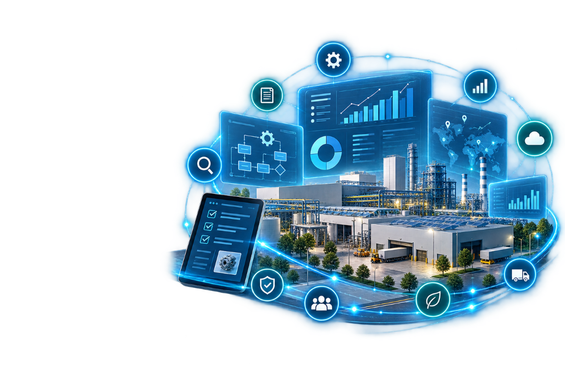 MetricMind connected industrial operations illustration